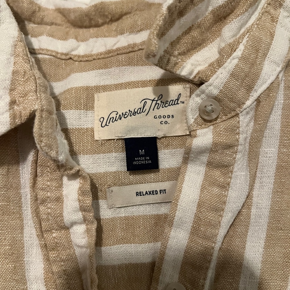 Universal Thread Beige Striped Relaxed Fit Shirt - Picture 2 of 2